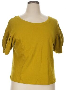 Anthropologie Mustard Puff Sleeve Short Sleeve Tee